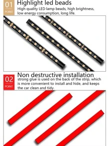 1pc 2 trong 1 đèn LED xung quanh xe hơi - màu đen - Xem 3