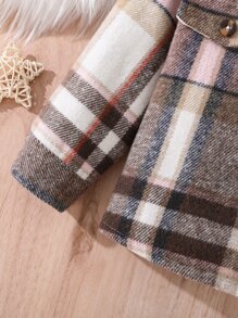 女嬰格紋印花翻蓋細節外套 - 彩色 - 查看 4