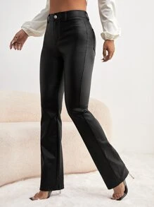 Chiquease Women's Solid Color Slim Fit Casual Pants - Black - View 4