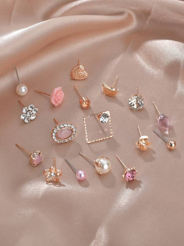 30pairs Rhinestone & Faux Pearl Decor Earrings SHEIN UK