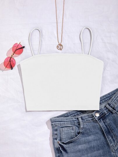 Top de tirantes corto unicolor