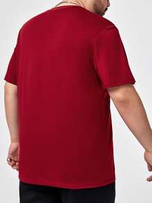 Manfinity 男士皇冠和撲克牌圖案T恤 - 酒紅色 - 查看 2