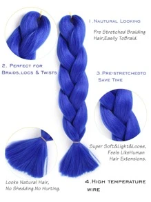 1 Pack 24 Inch Large Size Braided Wig, Suitable For Women's Daily, Festival And Cosplay, Black Fashion Synthetic Fiber Crochet Weaving Hair Extensions, Practical And Flexible, Heat Resistant Weaving, Suitable For Halloween, Christmas, New Year, Carnival, Music Festival And Other Occasions - Navy Blue - View 4