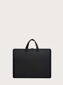 Maletín de mano para portátil minimalista para hombre, regalo para padre - Negro - Ver 2