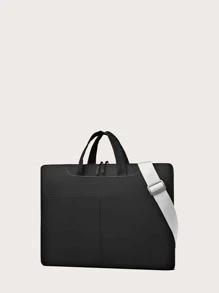 Maletín de mano para portátil minimalista para hombre, regalo para padre - Negro - Ver 5