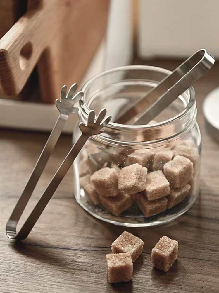 1pc Hand Shaped Stainless Steel Ice Tongs - Silver - View 4