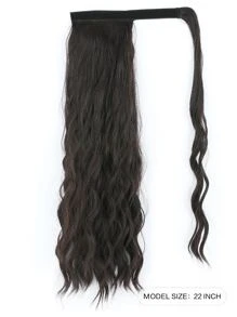ZURO 22 英寸超长黑棕色波浪马尾辫接发超长环绕式合成纤维发夹女士（1 件，黑棕色） - 棕色 - 查看 4