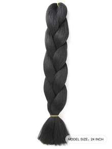1 paquete de extensiones de cabello trenzado de tamaño grande de 24 pulgadas, adecuado para uso diario, festivales y cosplay de mujeres, de fibra sintética negra de moda, con tejido de ganchillo, práctico y flexible, resistente al calor, adecuado para Halloween, Navidad, Año Nuevo, Carnaval, festivales de música y otras ocasiones - Negro - Ver 2