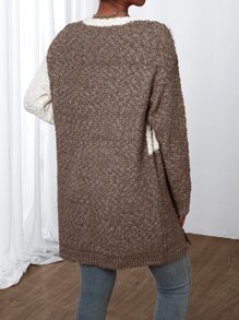 Cárdigan de hombros caídos de dos tonos - Multicolor - Ver 2