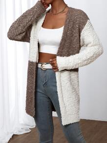 Cárdigan de hombros caídos de dos tonos - Multicolor - Ver 5