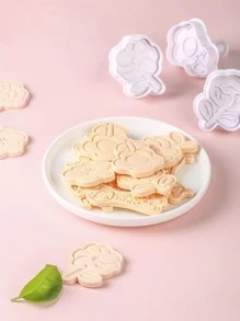 4入組花朵形狀餅乾印章 - 白色 - 查看 2