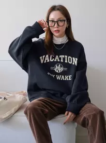 DAZY Quần áo thể thao nữ Lá thư Giải trí - Màu xanh hải quân - Xem 1