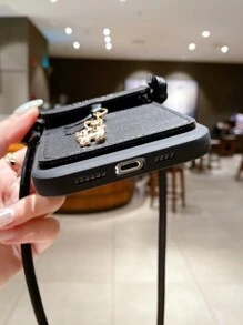 Anti-fall Phone Case With Crossbody Card Bag Compatible With iPhone15/15Plus/15Pro/15Promax - Black - View 3