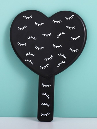 睫毛印花心形化妆镜，Y2K风格，价格实惠，适合作为圣诞礼物、化妆品、化妆工具等。