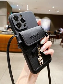 Anti-fall Phone Case With Crossbody Card Bag Compatible With iPhone15/15Plus/15Pro/15Promax - Black - View 4