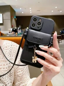 Anti-fall Phone Case With Crossbody Card Bag Compatible With iPhone15/15Plus/15Pro/15Promax - Black - View 5
