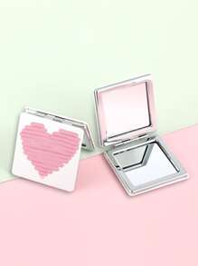 Heart Print Foldable Mirror - Multicolor - View 3