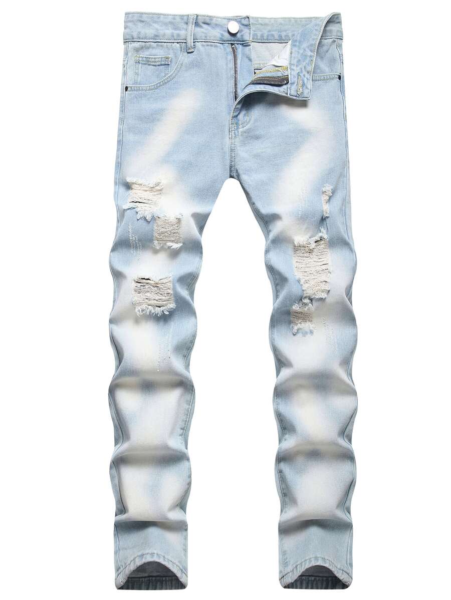 Hombres Jeans ajustados desgarro algodón - Lavado ligero - Ver 1