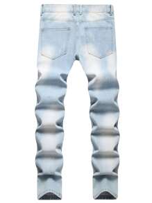 Hombres Jeans ajustados desgarro algodón - Lavado ligero - Ver 2