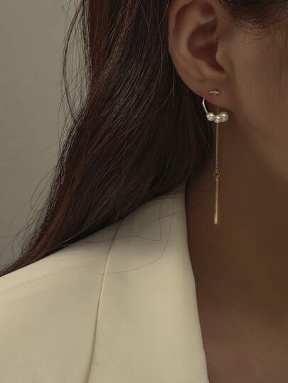 SHEIN BIZwear 人造珍珠裝飾耳環夾