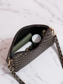 滿版印花斜挎包 - 咖啡棕 - 查看 4