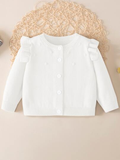 Elladie kids Baby Girl New Autumn And Winter Knit Cardigan Sweater . The Unique Design With Wavy Lace Decoration Showcases The Distinctive Fashion Taste Of Girls. The Khaki Color Highlights The Natural And Fresh Qualities And Matches Well With Various Clothes, Including T-Shirts, Vests, Camisole Dresses, Tutus, And One-Piece Dresses. The Selection Of Knit Fabric Ensures Warmth And Comfort. The Cardigan Design Is Convenient To Put On And Take Off, Adding Convenience And A Sense Of Fashion. Such A Unique Cardigan Sweater Will Add A Highlight To Baby Girl Outfits And Showcase Their Distinctive And Charming Personalized In Daily Life. Suitable For Parent-Child Time, Parties, Outdoor Activities, Festive Gatherings Such As Halloween And Christmas, And Also Perfect For Ins Photoshoots. It Is A Must-Have For ICON Girls.