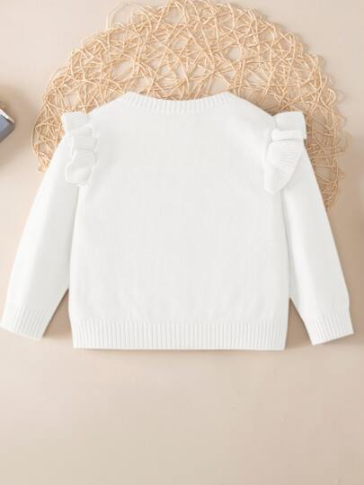 Elladie kids Baby Girl New Autumn And Winter Knit Cardigan. The Unique Design With Wavy Lace Decoration Showcases The Distinctive Fashion Taste Of Girls, Suitable For Parent-Child Time, Parties, Outdoor Activities, Festive Gatherings Such As Halloween And Christmas