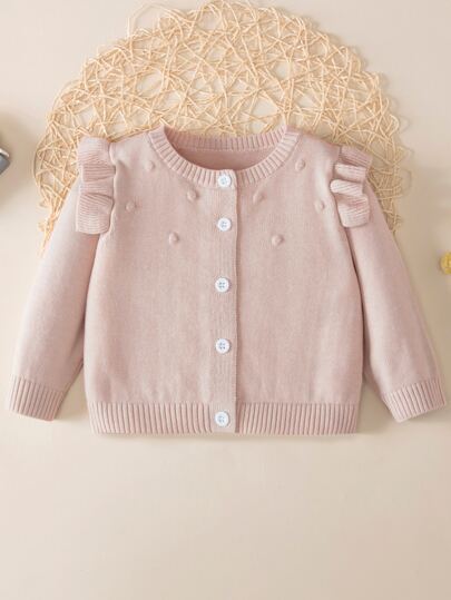 Baby Girl Ruffle Trim Button Up Cardigan