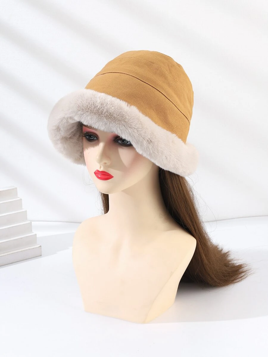 Fuzzy Brim Bucket Hat - Ginger - View 1