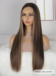 4*1 T-Part Lace Long Straight Synthetic Wig - Piano Color - View 3