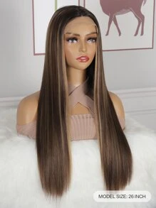4*1 T-Part Lace Long Straight Synthetic Wig - Piano Color - View 5