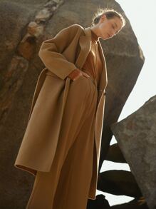 MOTF PREMIUM WOOL-MIX RELAXED FIT BELTED OVERCOAT