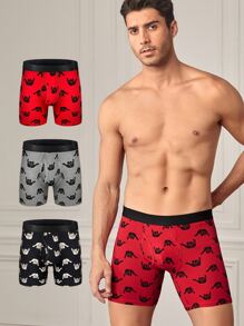 Men 3pcs Gesture Print Boxer Brief - Multicolor - View 4