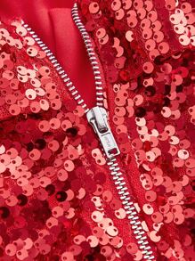 SHEIN BAE Sequin Tube Top - Red - View 3