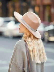 Rhinestone Decor Fedora Hat