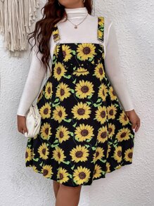 SHEIN Unity 大碼向日葵圖案背帶裙不帶上衣 - 彩色 - 查看 5