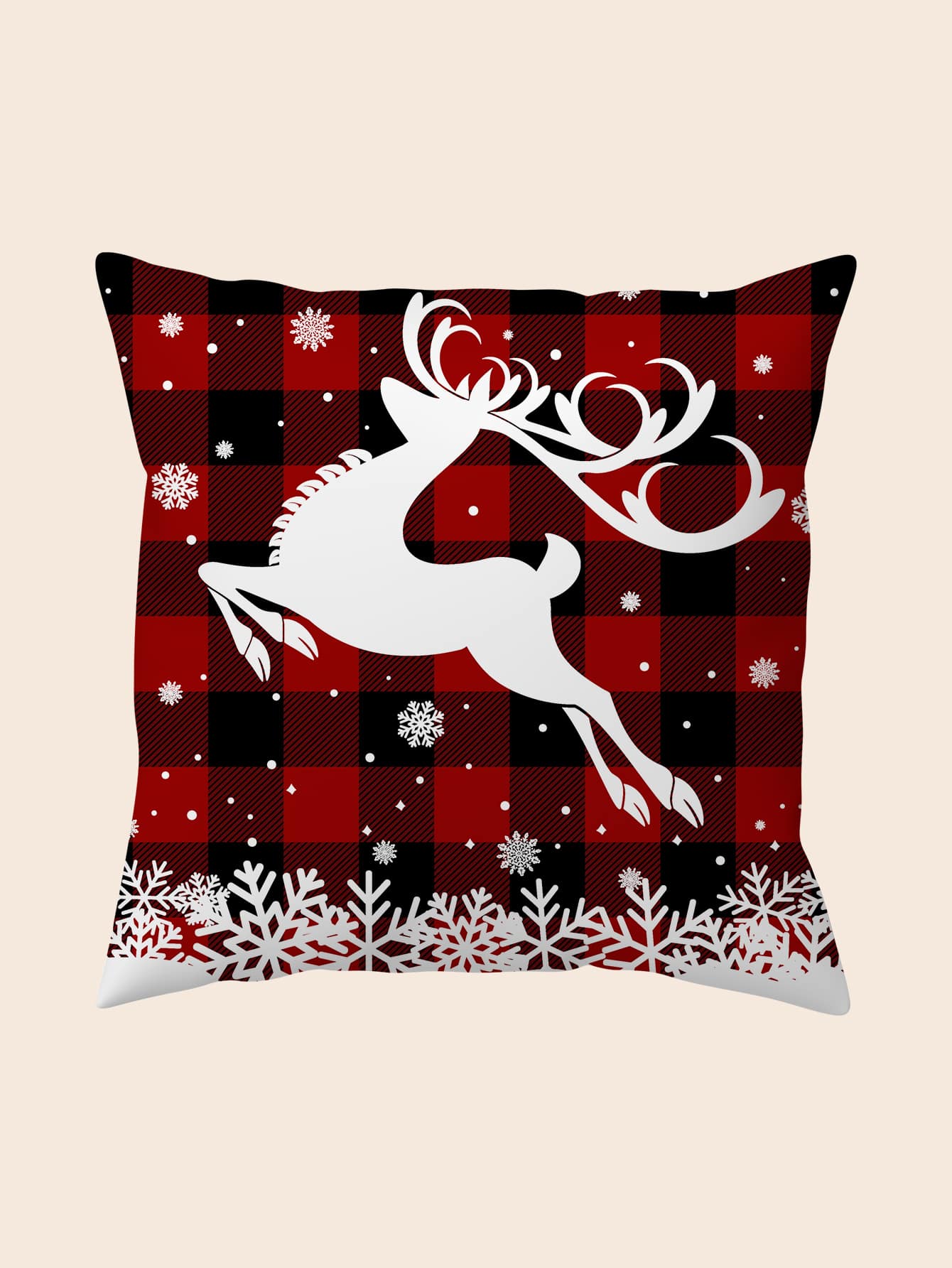 1pc Christmas Elk & Snowflake Pattern Cushion Cover Without Filler - Nhiều màu - Xem 1