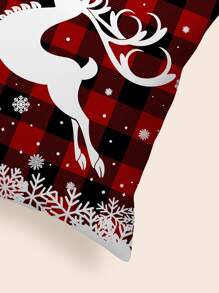 1pc Christmas Elk & Snowflake Pattern Cushion Cover Without Filler - Nhiều màu - Xem 2