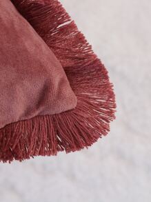 Simple Solid Color Velvet Throw Pillow Case With Tassel Trim