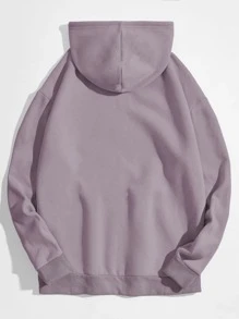 Manfinity Hypemode Men Cartoon Embroidery Kangaroo Pocket Drawstring Oversize Hoodie - Dusty Purple - View 2
