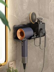 1pc Cartoon Bear Design Multifunction Hair Dryer Holder - Black - View 1