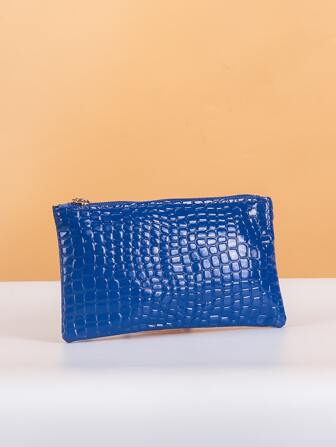 Blue Coin Purse, Zipper PU Leather, Minimalist & Fashionable