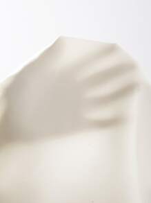 SHEIN Essnce Áo sơ mi nữ Nút phía trước màu trơn Hấp dẫn - Màu be - Xem 6