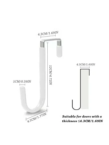 1 Cái Đa Năng Không Đục Lỗ Cửa Móc Sau Trắng Móc Treo Cửa Bằng Thép Không Gỉ Cho Hộ Gia Đình - trắng - Xem 4