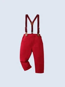 Toddler Boys Plaid Bow Front Shirt & Suspender Pants - Multicolor - View 3