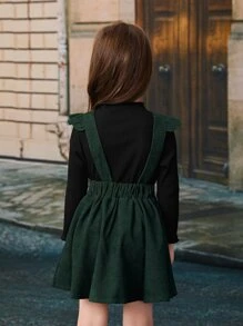 Camiseta De Chica Joven Con Cuello Simulado Y Vestido Con Ribete De Volantes - Multicolor - Ver 2