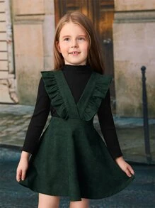 Camiseta De Chica Joven Con Cuello Simulado Y Vestido Con Ribete De Volantes - Multicolor - Ver 5