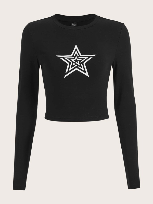 SHEIN EZwear Star Print Crop Tee SHEIN UK