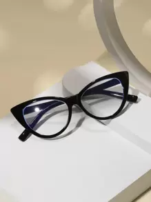 男女通用猫眼电脑/游戏/电视/手机眼镜，塑料镜框，减轻眼疲劳，轻便，时尚光学眼镜，普通镜 - 無色 - 查看 2
