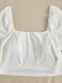 Dreamara Plus Size Boho Puff Sleeve Top & Ditsy Floral Wrap Skirt Set, For Summer - Mint Green - View 3